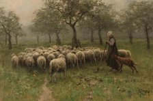 Shepherdess with a Flock of Sheep, c.1870-c.1888. Creator: Anton Mauve.