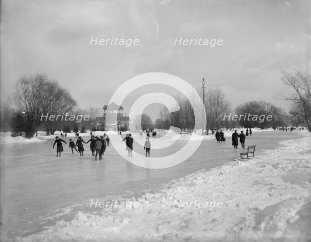 Skating on Belle Isle Park, Detroit, Mich., between 1895 and 1910. Creator: Unknown.