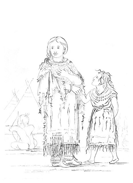 Native American woman and child, 1841.Artist: Myers and Co