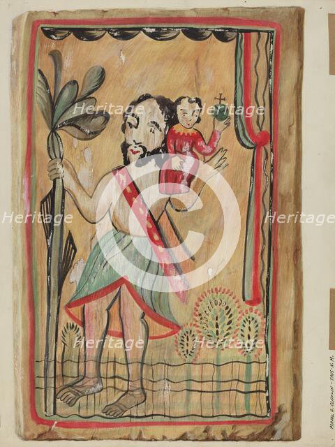 Retablo - San Christopher, 1935/1942. Creator: Majel G. Claflin.
