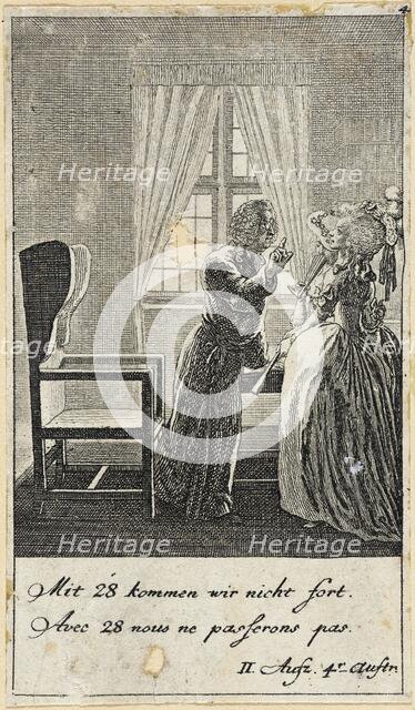 Plate 4 for C. L. Bretzner's 'The Marriage Broker', 1784. Creator: Daniel Nikolaus Chodowiecki.