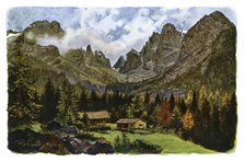 Lake Nambino and the Brentagroup, Tyrol, 1901. Artist: CM Reisch