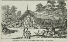 The Swedish House and the Band Pavilion in the Grove at Alexandra Palace
, 19th century. Creator: Unknown.