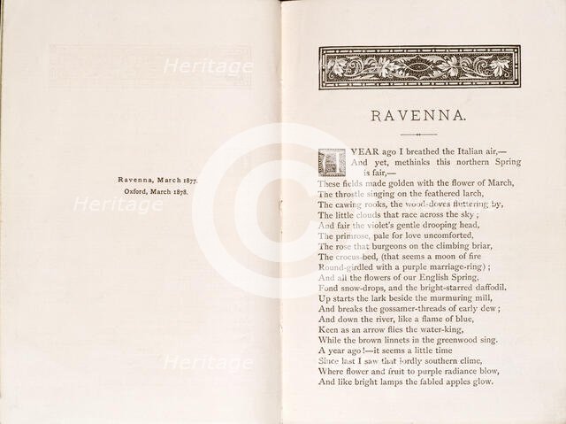 Newdigate Prize Poem, "Ravenna", by Oscar Wilde, 1878.  Creator: Oscar Wilde.