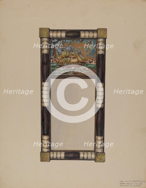 Hand Carved Mirror Frame, c. 1939. Creator: Rolland Ayres.