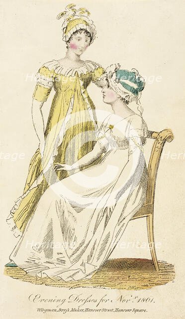Fashion Plate (Evening Dresses for Novr. 1801), 1801. Creator: Unknown.