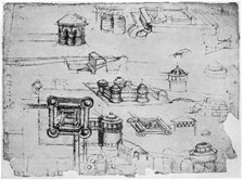 Designs for a fortress, 1500-1505 (1954).Artist: Leonardo da Vinci