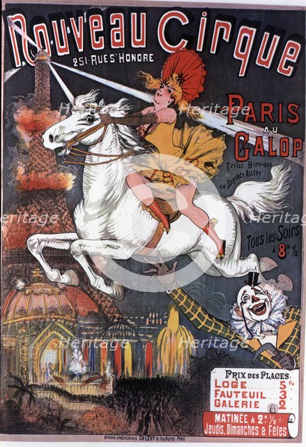 Poster announcing the 'Nouveau Cirque', installed in Paris, drawing 1889.