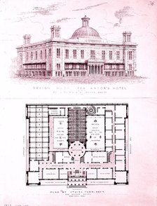 Design for Astor's Hotel, New York, 1834. Creator: Alexander Jackson Davis.