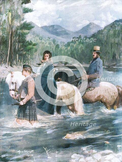 ...'Her Majesty and the Prince Consort fording the Garry, September 25, 1844', (1901).  Creator: Allan Stewart.