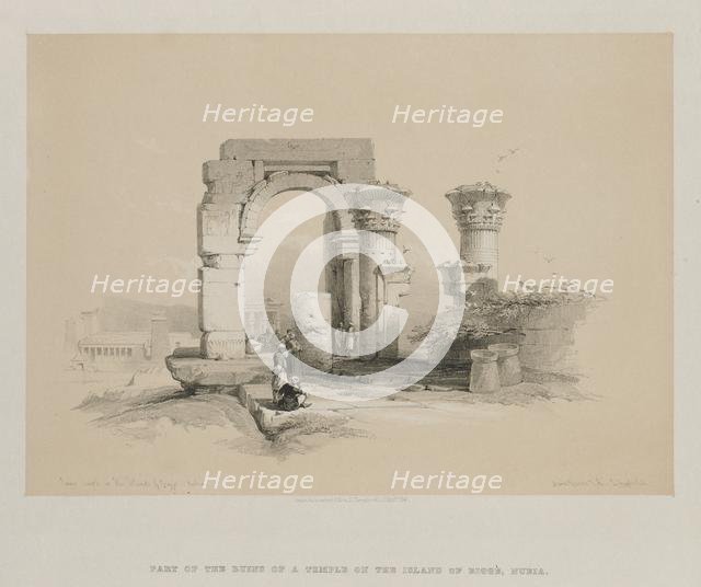 Egypt and Nubia, Volume II: Ruins - Temple on the Island of Biggeh, Nubia, 1847. Creator: Louis Haghe (British, 1806-1885); F.G.Moon, 20 Threadneedle Street, London.