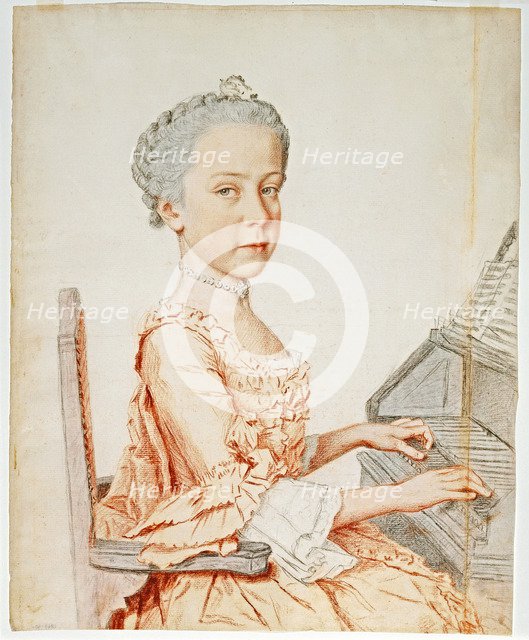 Archduchess Maria Josepha of Austria (1751-1767), at a Harpsichord, 1762.