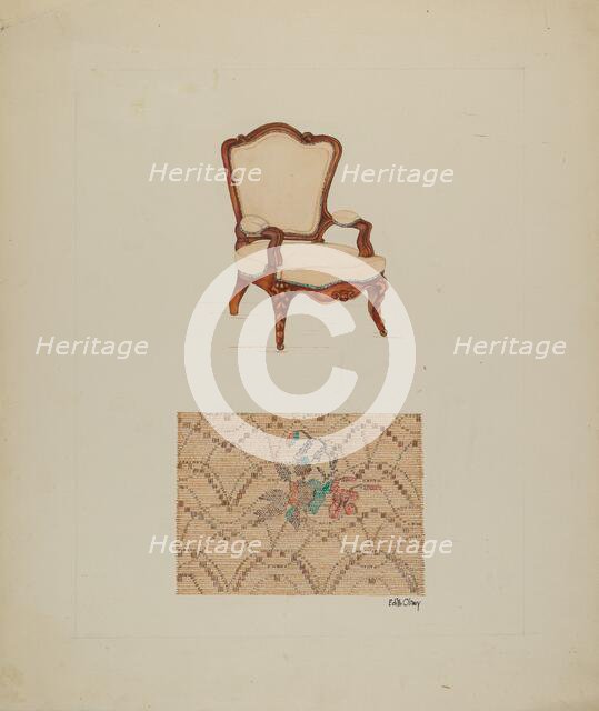 Chair and Tapestry, 1940. Creator: Edith Olney.