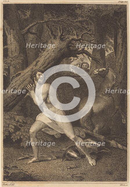 Orlando in a Fury Tearing up Trees, 1783. Creator: William Blake.