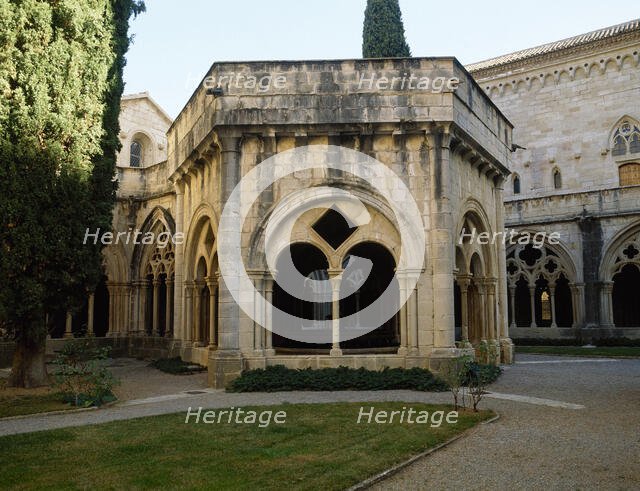 Refectory and Cloister, Monastery of Santa Maria de Poblet, Vimbodi, Catalonia, Spain, (1998). Creator: LTL.