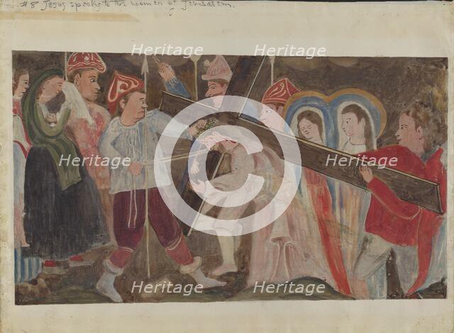 Stations of the Cross No. 8: "Jesus Speaks to the Women of Jerusalem, c. 1936. Creator: Geoffrey Holt.