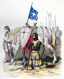 A knight saying a prayer before departing for the second crusade, 1146 (1882-1884).Artist: Deghouy