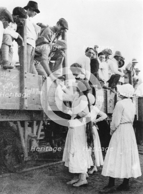 Members of the Jewish Legion bid farewell to their families, World War I, 1915-1918. Artist: Unknown