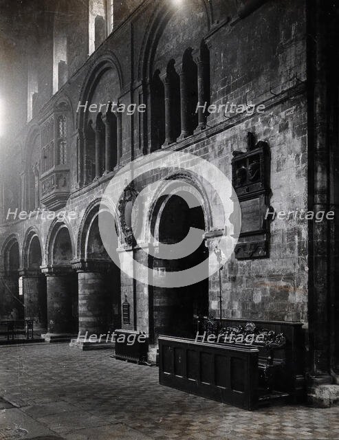 The church of St  Bartholomew the Great: interior view showing the ground arcade..., c1902. Creator: Emery Walker.