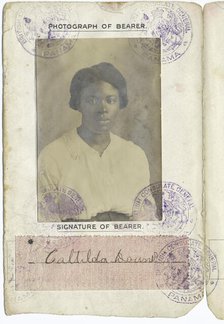 Caltilda Downes: Barbados Passport, 1917. Creator: Unknown.