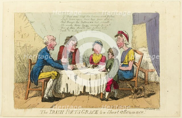 Irish Poets Grace to Short Allowance!, 1805-1810. Creator: Isaac Cruikshank.