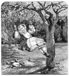 "The Swing," by W. L. Thomas, in the Exhibition of the Society of British Artists, 1864. Creator: William Luson Thomas.