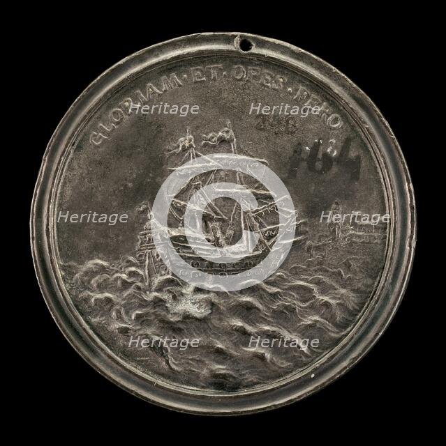 Ship and Fortified City [reverse], c. 1740s. Creator: Antonio Francesco Selvi.