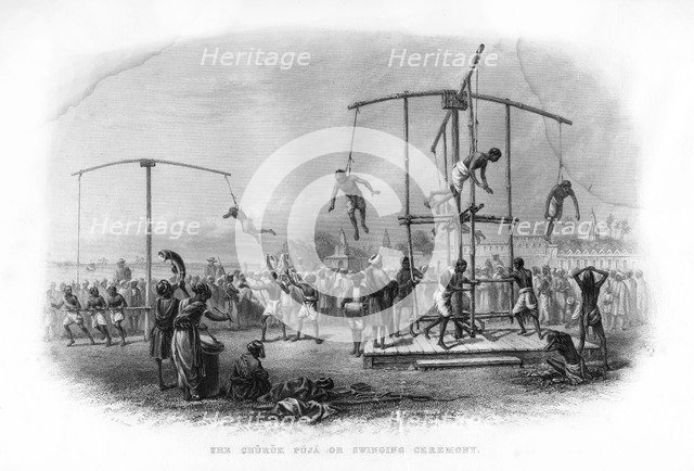 The Churuk Puja or Swinging Ceremony, India, 19th century.Artist: JJ Crew