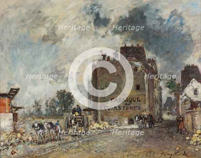 Demolition work in Rue des Francs-Bourgeois-Saint-Marcel, 1868. Artist: Jongkind, Johan Barthold (1819-1891)