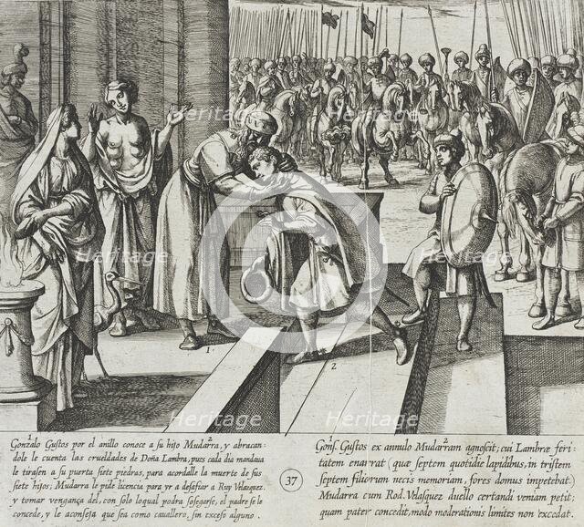 Gonzalo Gustos Recognizes His Son by Means of the Ring..., 1612. Creator: Antonio Tempesta.