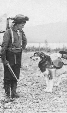 Prospector and dog ready for the summer trail, between c1900 and c1930. Creator: Unknown.