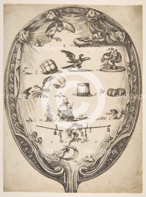 Screen with Rebus of Fortune, ca. 1639. Creator: Stefano della Bella.