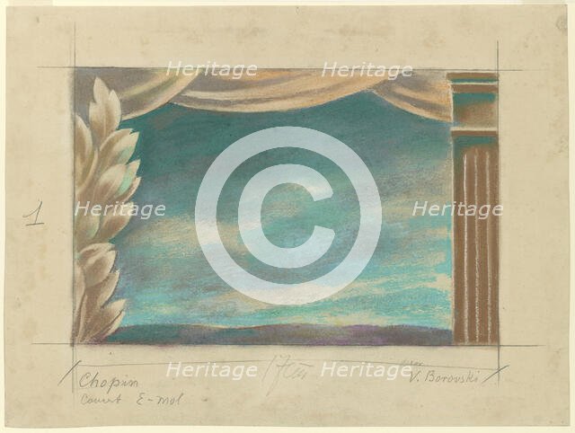 Set design for the "Chopin Concerto" ballet by Bronislava Nijinska, 1937. Creator: Waclaw Borowski.