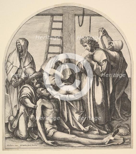 Descent from the cross, after Holbein, 1640. Creator: Wenceslaus Hollar.