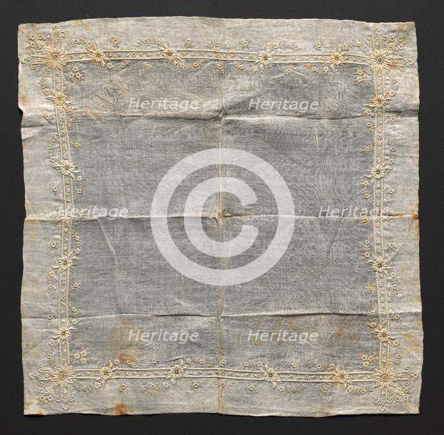 Embroidered Handkerchief, 1876. Creator: Unknown.