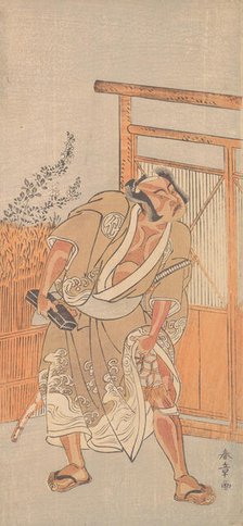 The Actor 2nd Nakamura Sukegoro as a Man Bearing a Black Lacquer Letter Box, ca. 1774. Creator: Shunsho.