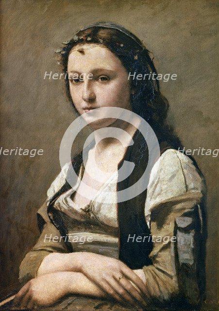 'The Woman with the Pearl', c1842. Artist: Jean-Baptiste-Camille Corot    