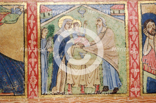 Detail of a Psalter, Presentation of Jesus in the Temple, c1140. Artist: Unknown.