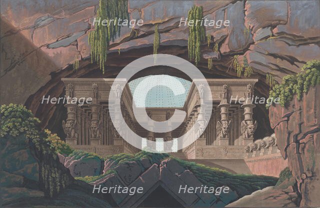 Temple among rocks, 1847-49. Creator: Karl Friedrich Thiele.