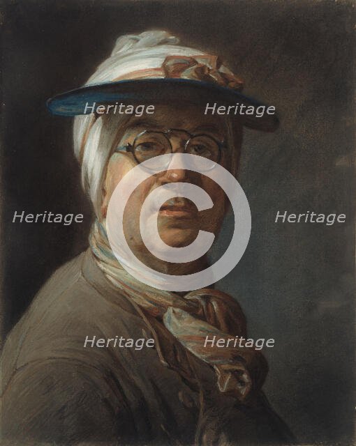 Self-Portrait with a Visor, c. 1776. Creator: Jean-Simeon Chardin.