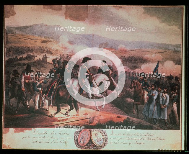 Battle of Maipú, April 5, 1818, lithograph.