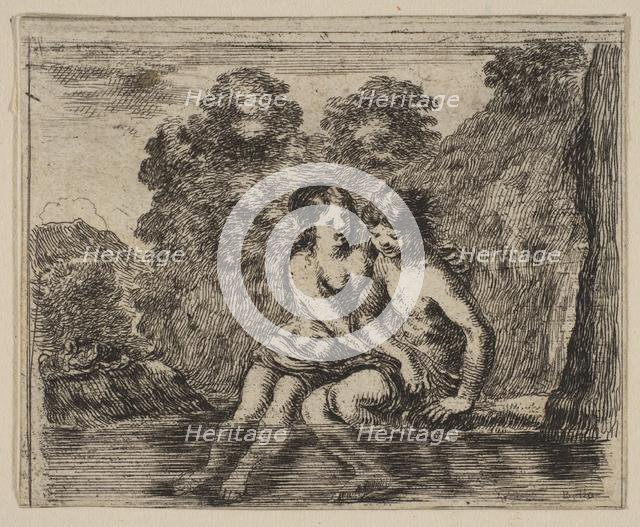 Salmacis and Hermaphrodite, from 'Game of Mythology' (Jeu de la Mythologie), 1644. Creator: Stefano della Bella.