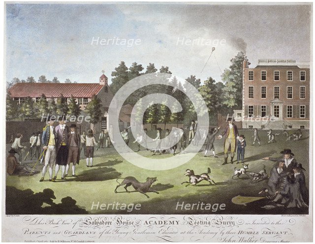 Back view of Salvadore House Academy, Tooting, Wandsworth, London, 1787. Artist: James Walker