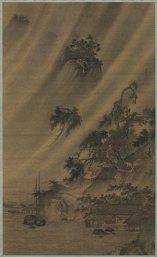 River Village in a Rainstorm, c. 1480-1507. Creator: Lu Wenying (Chinese).