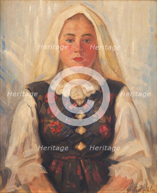 Girl in folk costume, 1946-1947. Creator: Stefan Polkorab.