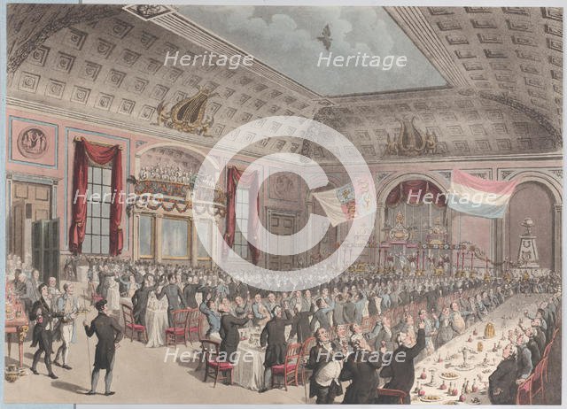 Dinner in Celebration of the Emancipation of Holland from France, City of London Tavern, B..., 1814. Creator: Unknown.