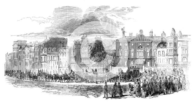 The Funeral Procession leaving Cambridge House, Piccadilly, 1850.  Creator: Unknown.