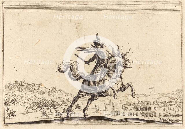 Military Commander on Horseback, c. 1622. Creator: Jacques Callot.