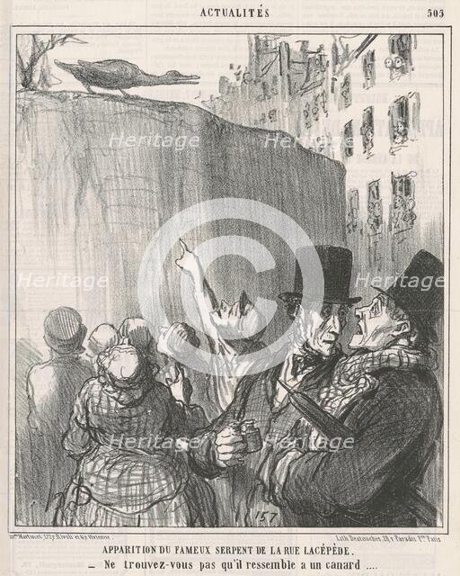 Apparition du ... serpent de la rue Lacépède, 19th century. Creator: Honore Daumier.