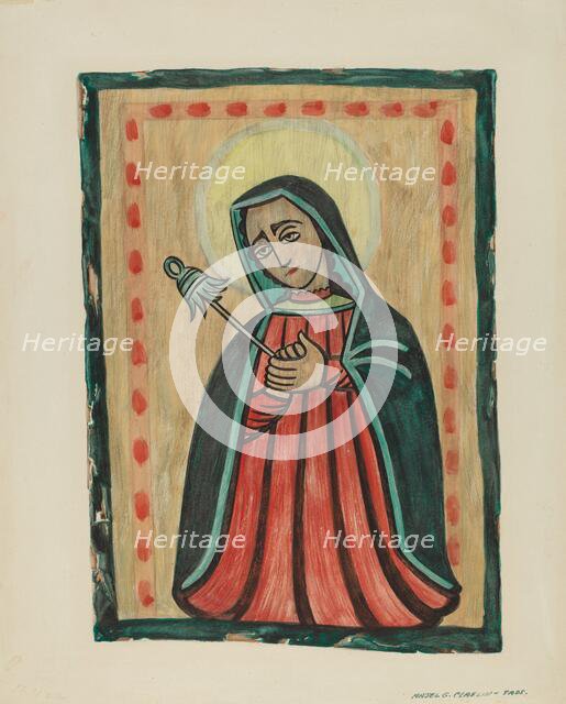 Retablo-Our Lady of Sorrows "Nuestra Senora de los Siete Dolores, c. 1938. Creator: Majel G. Claflin.